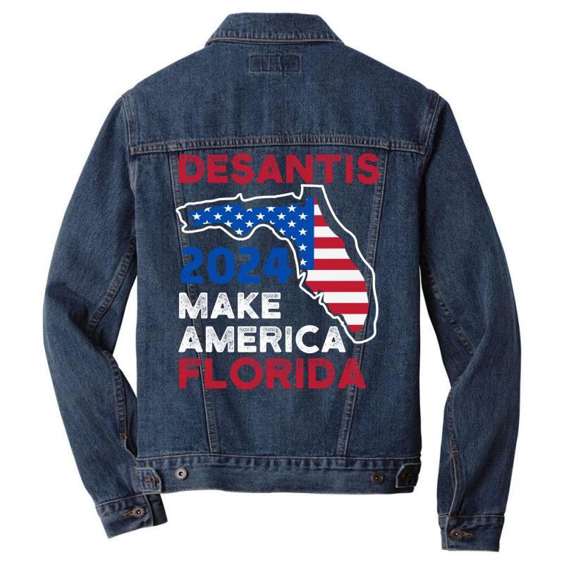 Desantis 2024 Make America Florida Vote Republican President Ron Desan Men Denim Jacket | Artistshot