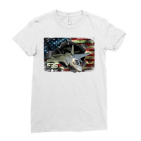 Limited Edition F-35 Lightning Air Force Military Veteran Pride Us Fla Ladies Fitted T-shirt | Artistshot