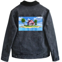 Kame House Poster Vintage Unisex Sherpa-lined Denim Jacket | Artistshot