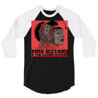 King Gizzard And The Lizard Wizard Usa Amp Canada 2019red Poster Music 3/4 Sleeve Shirt | Artistshot