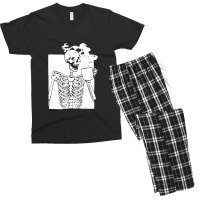 Skeleton Drink Coffee Halloween Men's T-shirt Pajama Set | Artistshot