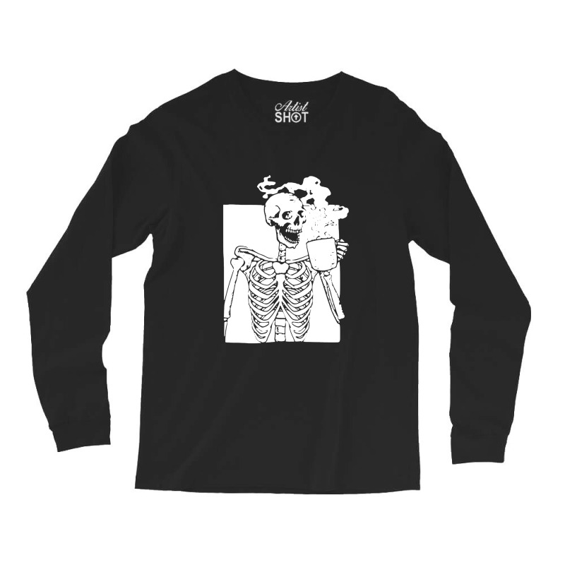 Skeleton Drink Coffee Halloween Long Sleeve Shirts | Artistshot