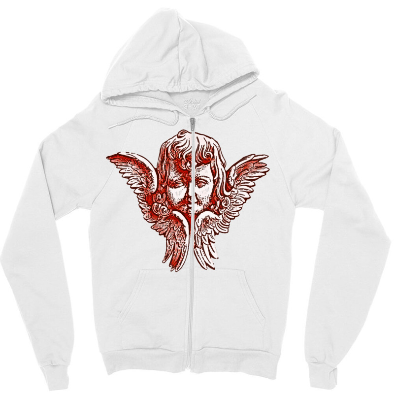 Custom Head Wing Drawing Tattoo Angel Zipper Hoodie By Salmanaz