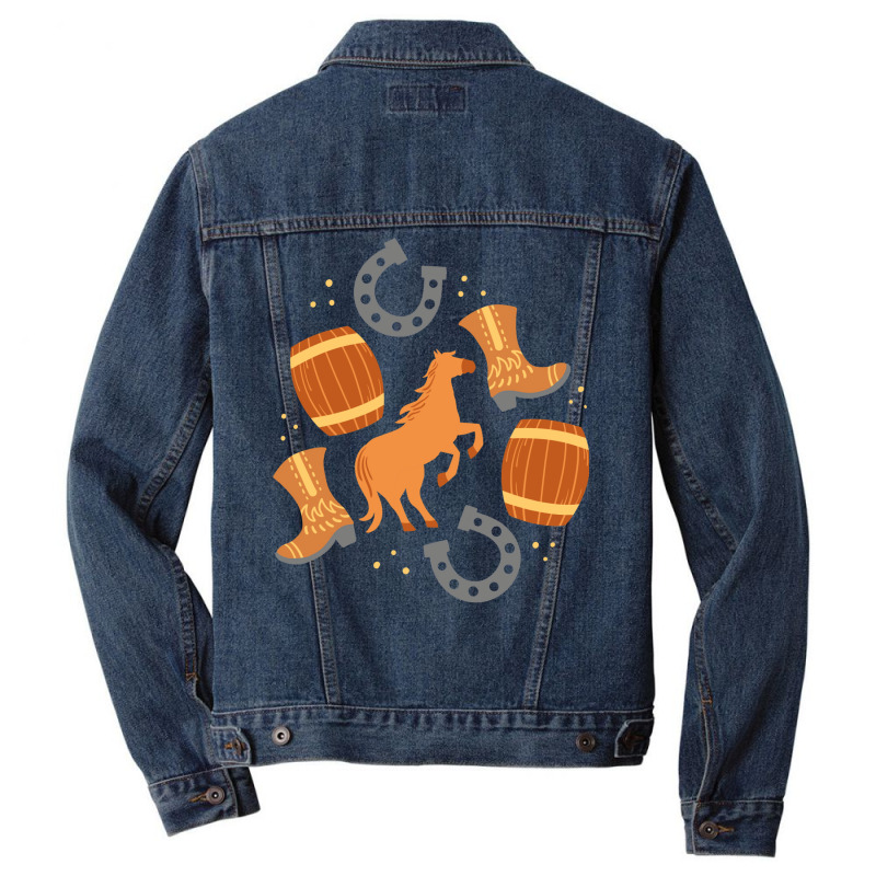 Cowboy Horse Riding Barrel Racing Classic Tshirt Red Men Denim Jacket by milabtowerp | Artistshot