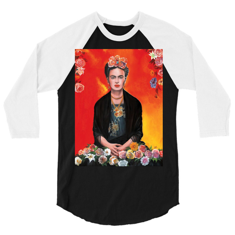 Frida Kahlo Painting Flower 3/4 Sleeve Shirt by kathryndefra | Artistshot