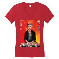 Frida Kahlo Painting Flower Women's V-neck T-shirt | Artistshot