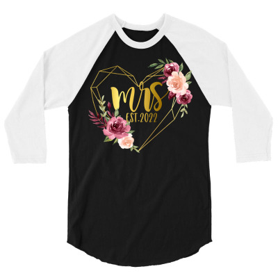 Floral Heart Mrs Est 2022 Pullover Hoodie 3/4 Sleeve Shirt Designed By Figuer Vanzur