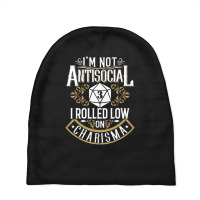 Limited Edition Not Antisocial, Rolled Low Charisma Funny Rpg Loves Dr Baby Beanies | Artistshot