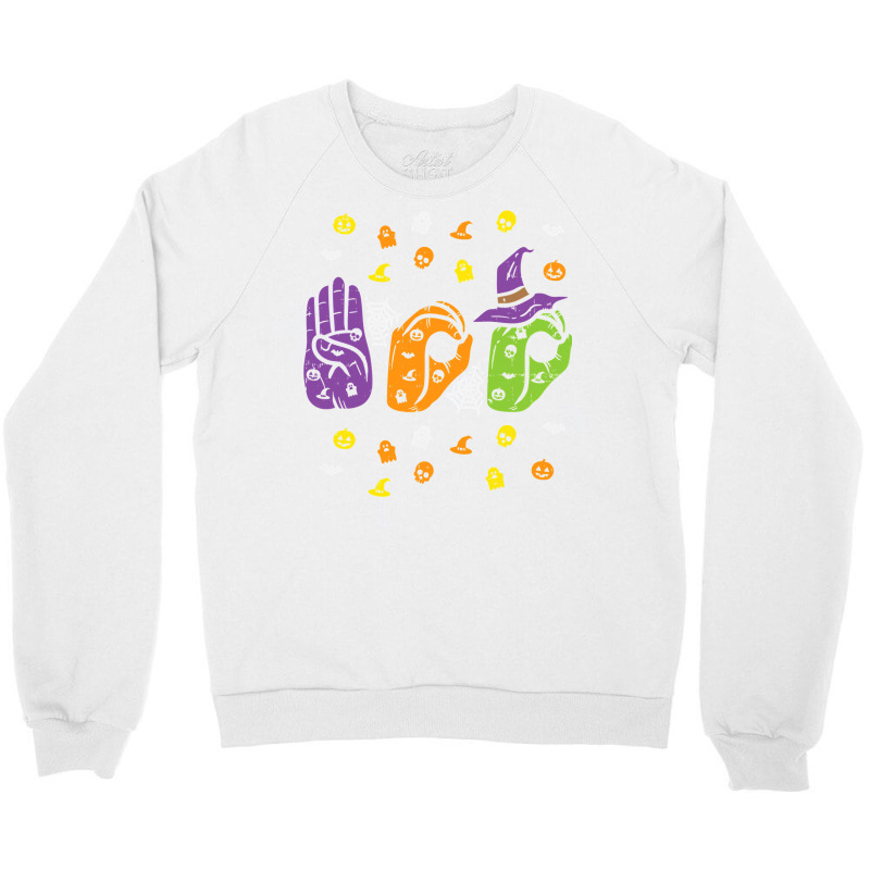 Boo Hands American Sign Language Pride Asl Halloween Crewneck Sweatshirt by BarbaraArtist | Artistshot