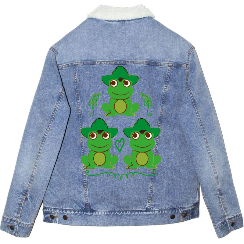 Frog With A Cowboy Hatcowboy Hatcottagecorecute Froggift Idea For Wome Unisex Sherpa-Lined Denim Jacket by milabtowerp | Artistshot