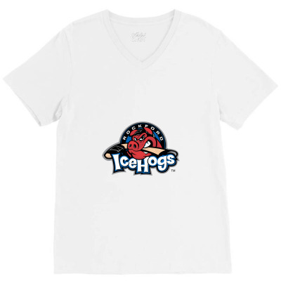 Logo Hockey Icehogs V-neck Tee Designed By Fanggara