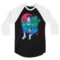 Chilling Anime Boy Tshirt Classique Green 3/4 Sleeve Shirt | Artistshot