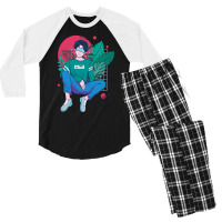 Chilling Anime Boy Tshirt Classique Green Men's 3/4 Sleeve Pajama Set | Artistshot