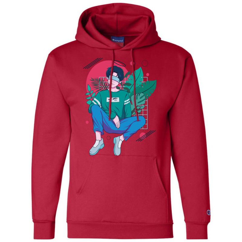 Chilling Anime Boy Tshirt Classique Green Champion Hoodie by jorsievinettc | Artistshot