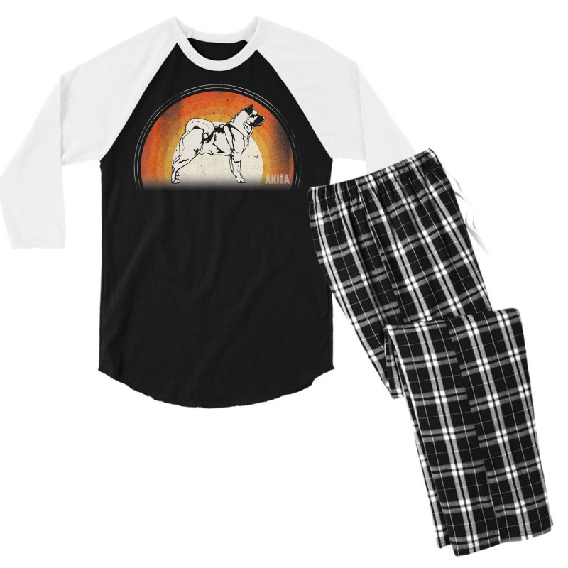 Trending 365 Dog Breed Akita Retro Men's 3/4 Sleeve Pajama Set by hongquangd | Artistshot