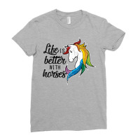 Life Is Better With Horses Equestrian Gift For Women Girls   Nature Gi Ladies Fitted T-shirt | Artistshot