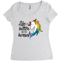 Life Is Better With Horses Equestrian Gift For Women Girls   Nature Gi Women's Triblend Scoop T-shirt | Artistshot