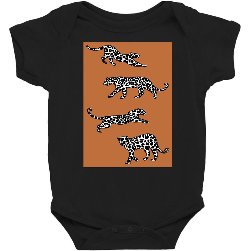 Limited Edition Leopard Shapes Pattern, Black And White, On Burnt Oran Baby Bodysuit by Ledford Leslie | Artistshot