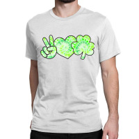 Green Tie Dye Shamrock Peace Love Luck St Patricks Day 2021 Classic T-shirt | Artistshot