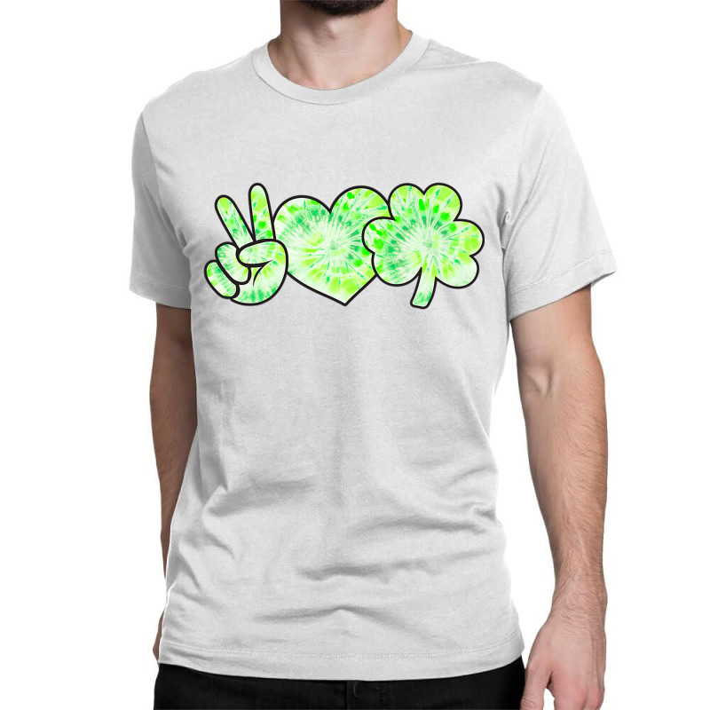 Green Tie Dye Shamrock Peace Love Luck St Patricks Day 2021 Classic T-shirt | Artistshot