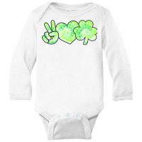 Green Tie Dye Shamrock Peace Love Luck St Patricks Day 2021 Long Sleeve Baby Bodysuit | Artistshot