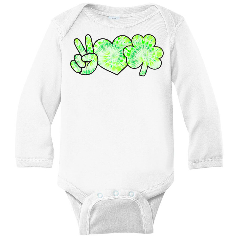 Green Tie Dye Shamrock Peace Love Luck St Patricks Day 2021 Long Sleeve Baby Bodysuit | Artistshot