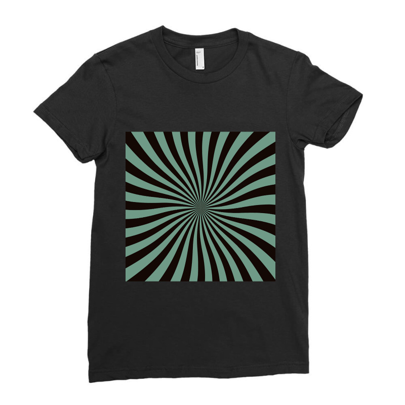 Limited Edition Op-art Sun In Green And Black Ladies Fitted T-Shirt by laurynvanhoose | Artistshot