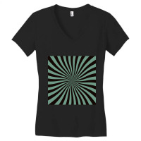 Limited Edition Op-art Sun In Green And Black Women's V-neck T-shirt | Artistshot