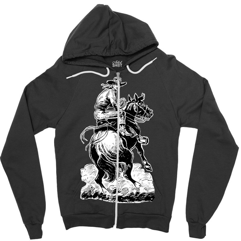 Cowboy Riding Horse Classic Tshirt Stars Zipper Hoodie by blumenrubanq | Artistshot