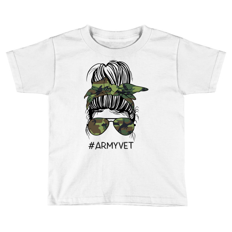 Army Vet Life Messy Bun Camo Print Sunglasses Veterans Day Toddler T-shirt | Artistshot