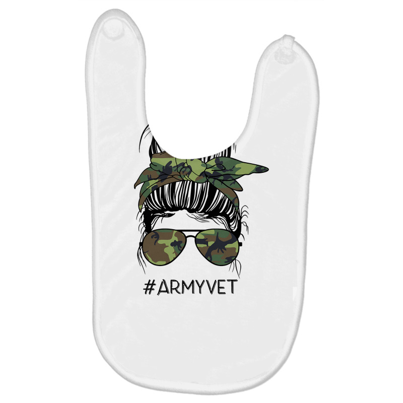 Army Vet Life Messy Bun Camo Print Sunglasses Veterans Day Baby Bibs | Artistshot