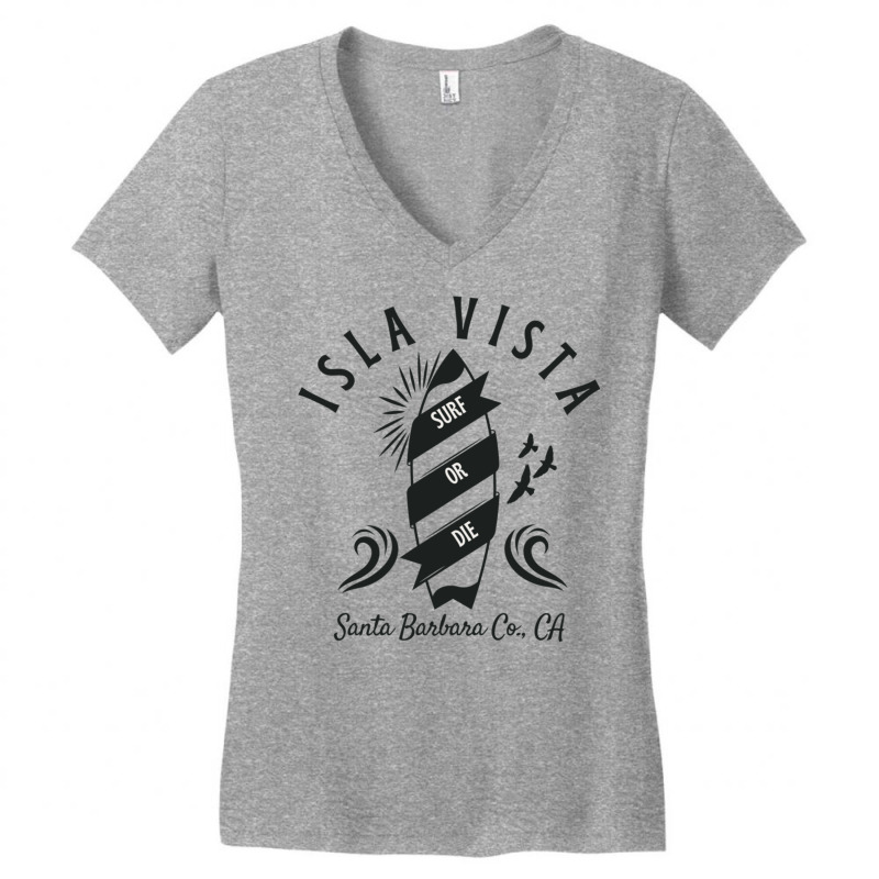 Planche De Surf Rétro Isla Vista Santa Barbara Co. California   Noir Women's V-Neck T-Shirt by akangapiyose9 | Artistshot