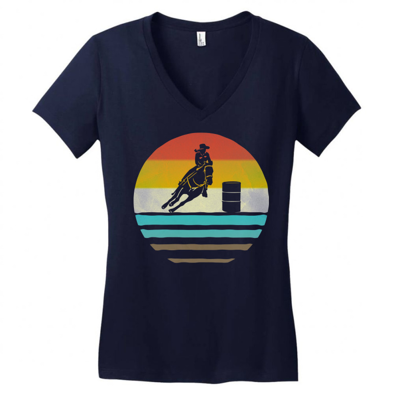 Retro Vintage Barrel Racing Sport Horse Cowboy Gift   Stars Nature Women's V-Neck T-Shirt by atbirsoosarr | Artistshot