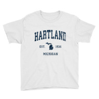 Hartland Michigan Mi Vintage Athletic Navy Sports Design Tank Top Youth Tee | Artistshot