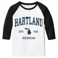 Hartland Michigan Mi Vintage Athletic Navy Sports Design Tank Top Youth 3/4 Sleeve | Artistshot