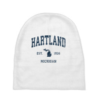 Hartland Michigan Mi Vintage Athletic Navy Sports Design Tank Top Baby Beanies | Artistshot