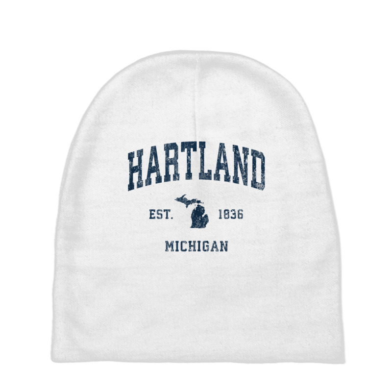 Hartland Michigan Mi Vintage Athletic Navy Sports Design Tank Top Baby Beanies by kleebbi | Artistshot