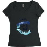 Even Miracles Take A Little Time Quotes Typography Women's Triblend Scoop T-shirt | Artistshot