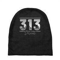 Detroit 313 Area Code Skyline Michigan Vintage Baby Beanies | Artistshot