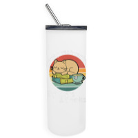 Vintage Retro Easily Distracted By Cats And Books Cat Lover Skinny Tumbler | Artistshot