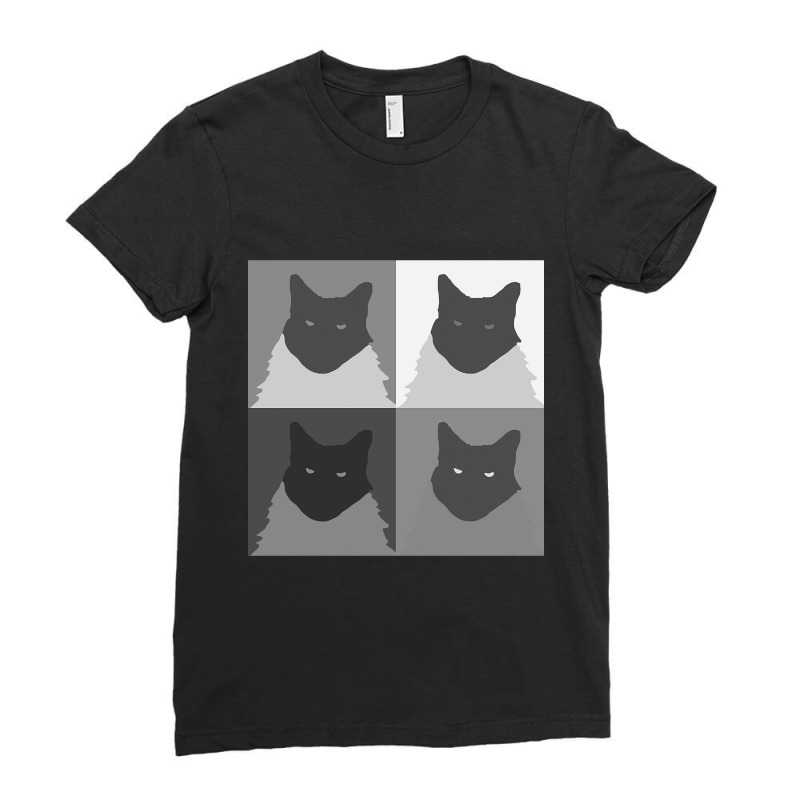 Limited Edition Monochrome Abstract Cat Graphic In Grayscale Ladies Fitted T-Shirt by Crews Micki | Artistshot