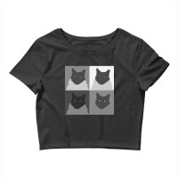 Limited Edition Monochrome Abstract Cat Graphic In Grayscale Crop Top | Artistshot