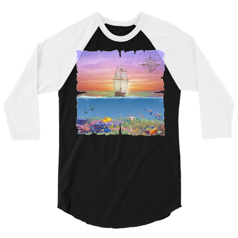 Sailing Ship T  Shirt Sunset Sail T  Shirt 3/4 Sleeve Shirt | Artistshot