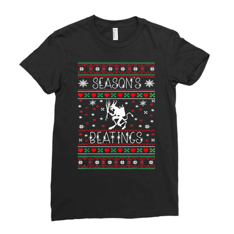 Seasons Beatings Krampus Christmas Demon Goth Holiday T Shirt Ladies Fitted T-Shirt by dennh | Artistshot