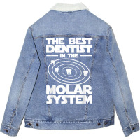 Best Dentist In The Molar System Iam Dental Hygienist Unisex Sherpa-lined Denim Jacket | Artistshot