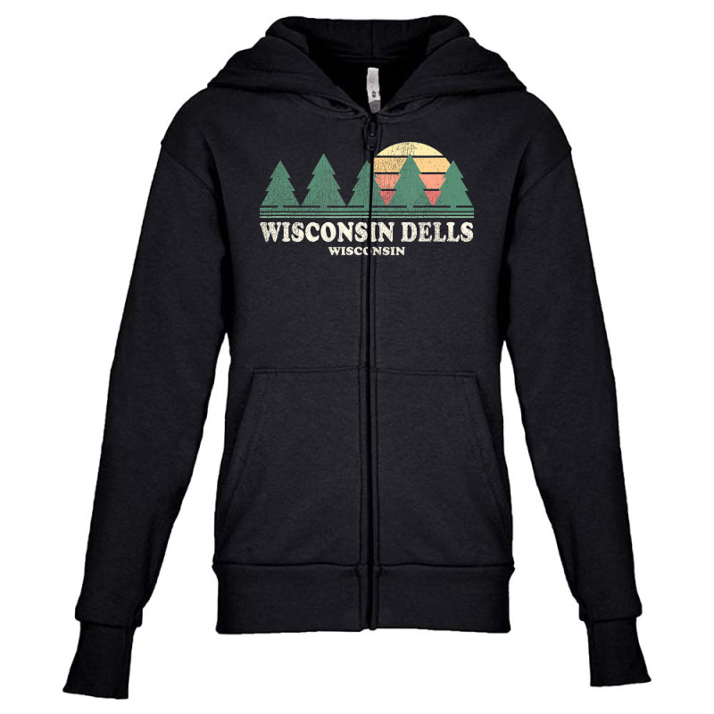 Trending Wisconsin Dells Wi Vintage Throwback Retro 70s Youth Zipper Hoodie | Artistshot