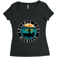 Trending Arcadia Lake Fishing Michigan Sunset Women's Triblend Scoop T-shirt | Artistshot