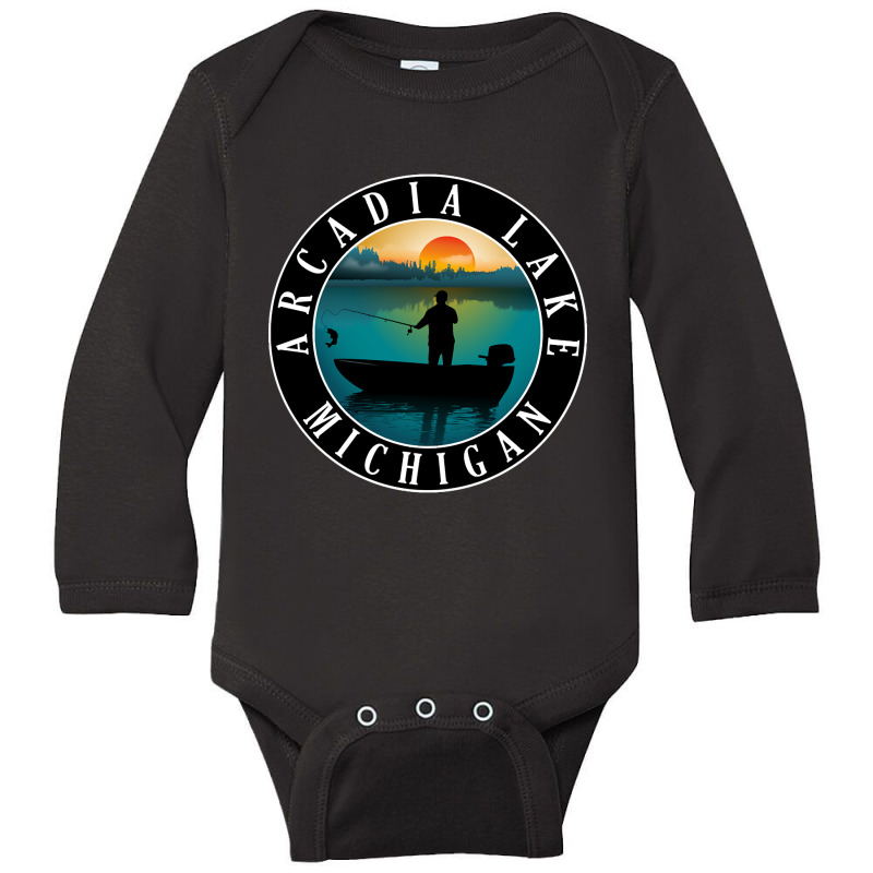 Trending Arcadia Lake Fishing Michigan Sunset Long Sleeve Baby Bodysuit by Box Bingham | Artistshot