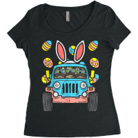 Bunny Ears Eggs Easter Women's Triblend Scoop T-shirt | Artistshot