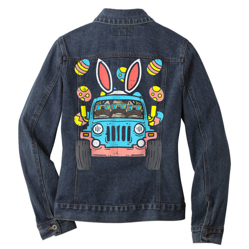 Bunny Ears Eggs Easter Ladies Denim Jacket by kakashop | Artistshot